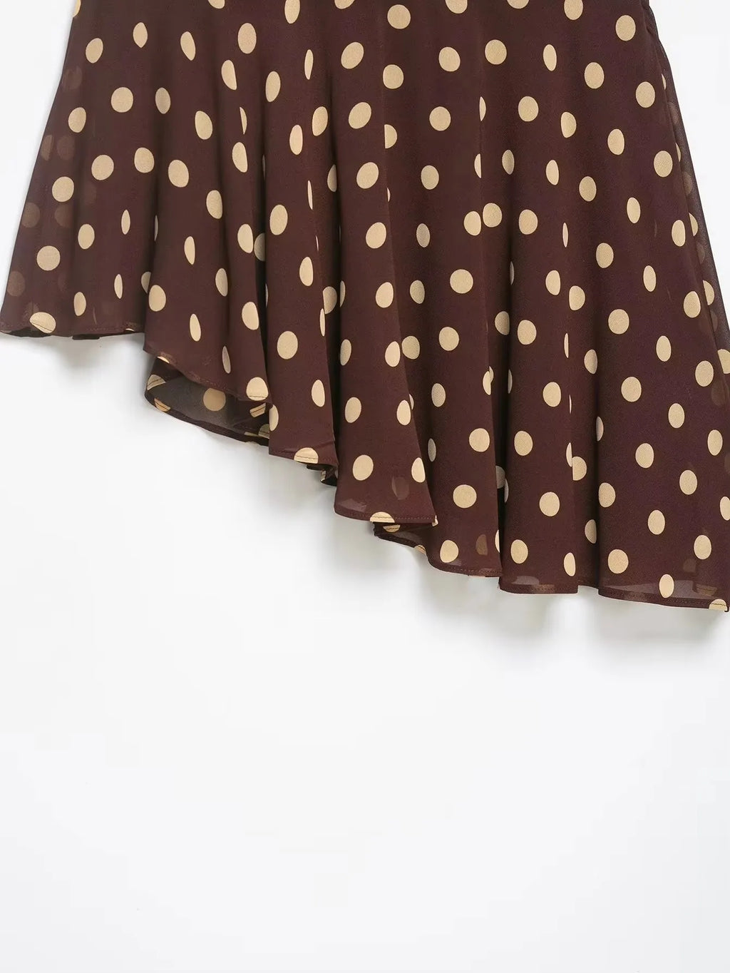 Mini Brown Skirt Yellow Polka Dot High Waist
