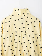 Yellow Polka Dot Two Piece Set With High-Neck Jacket And Balloon Shorts