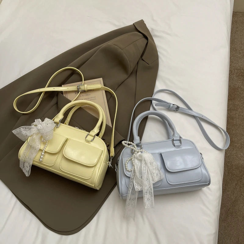 Minimalist PU Leather Crossbody With Pocket Design For Women Mini Square Shoulder Style
