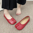 Tabi Style Leather Flats For Women Cozy Split Toe Slip On Shoes