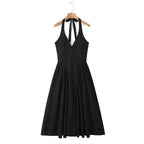 Backless Halter Midi Dress For Women Elegant A Line