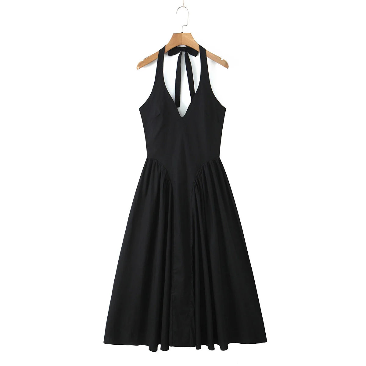 Backless Halter Midi Dress For Women Elegant A Line