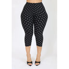 Retro Dot Print Capri Pants With Elastic Waist Cropped Stretch Fit