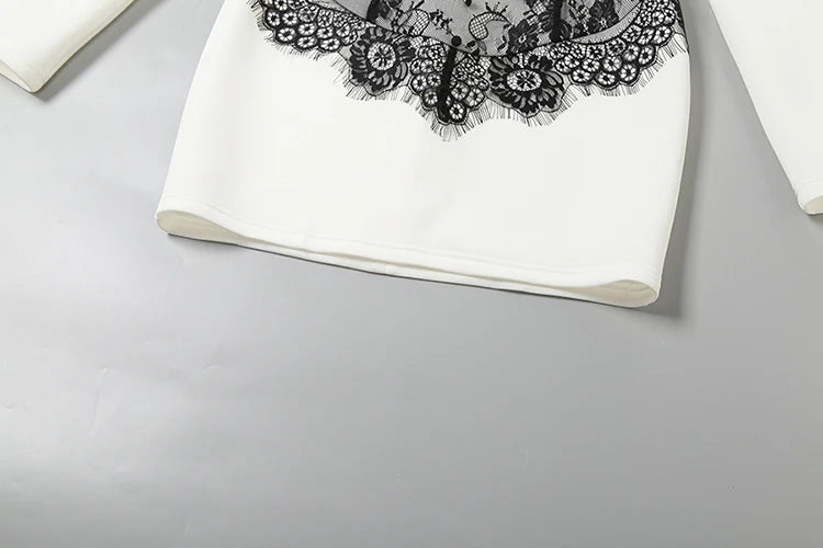 Lace Patchwork Mini Dress With Contrast Details