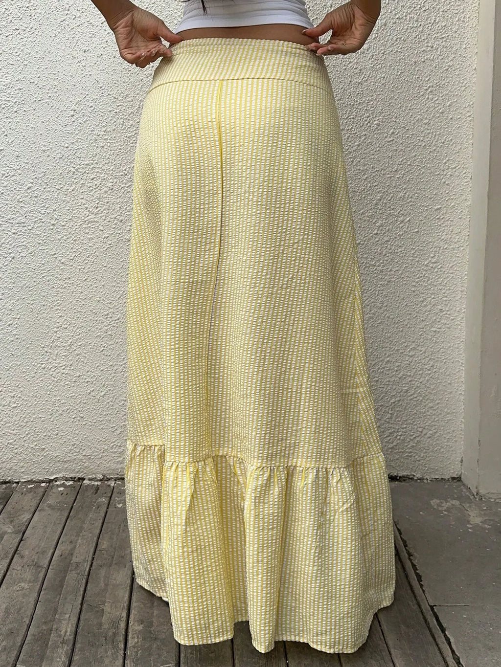 Striped High-Waisted Maxi Skirt