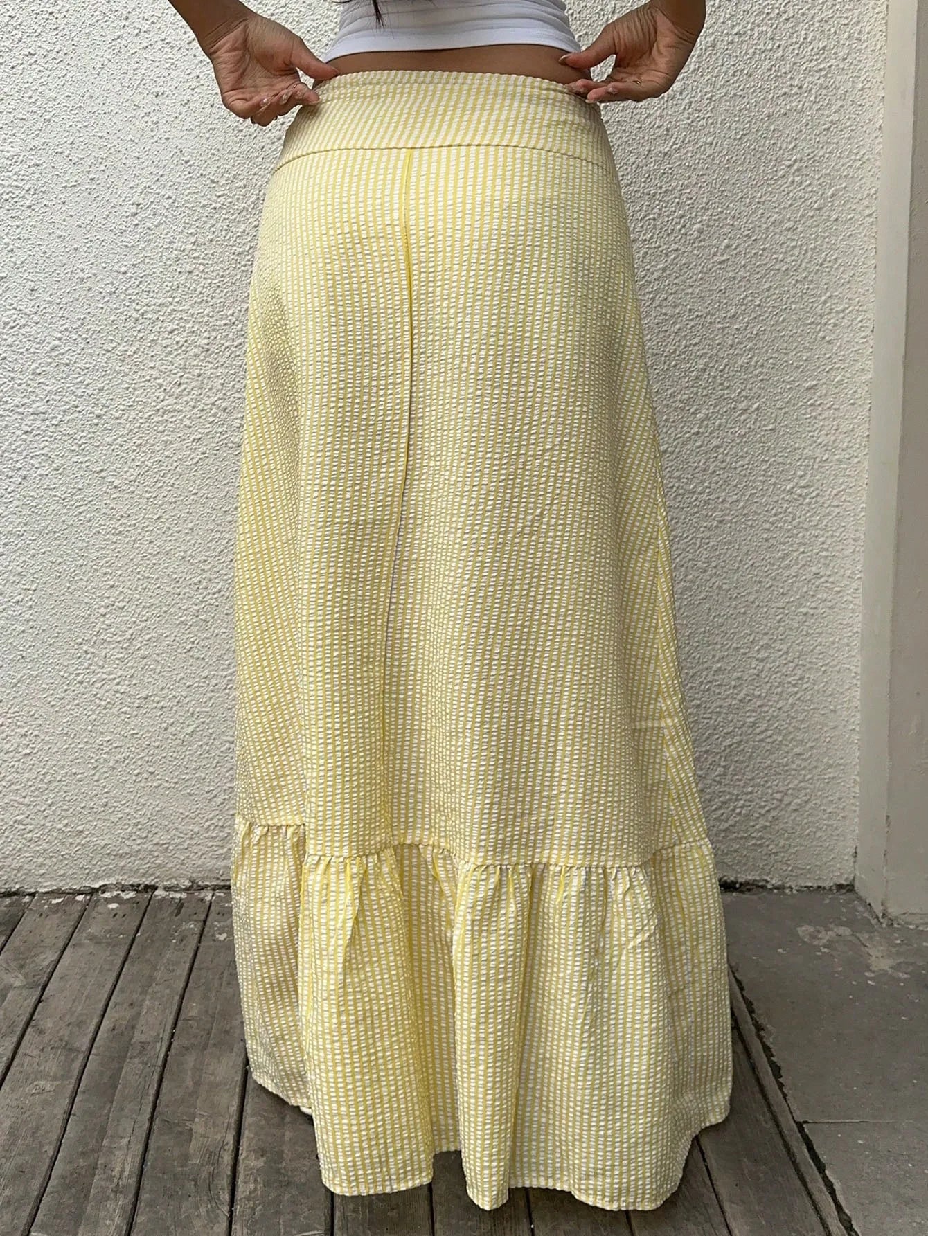 Striped High-Waisted Maxi Skirt