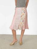 Romantic Patchwork Floral Mermaid Skirt For Women Knee Length Fashion Bottoms
