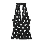 Women Fashion Sleeveless Backless Sexy Black Polka Dot Bow Neck Halter Top