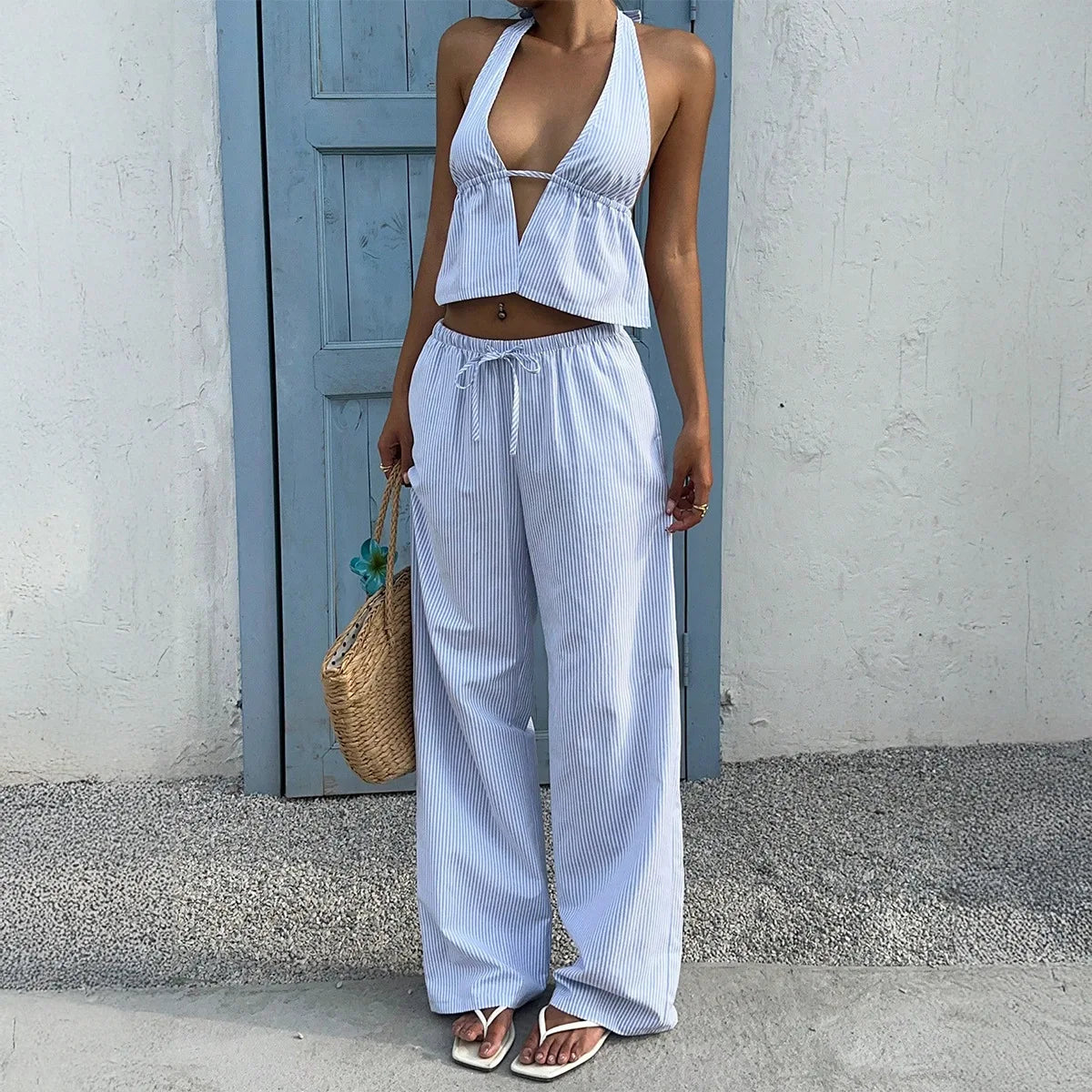 Vacation Set Tank Top And Wide Leg Pants