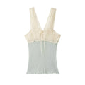 Patchwork Top For Women Casual Versatile With Elegant Vibe And Texture
