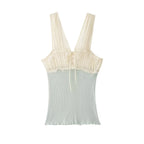 Patchwork Top For Women Casual Versatile With Elegant Vibe And Texture