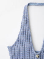 Halter V Neck Backless Knit Mini Dress For Women Figure Flattering Fit
