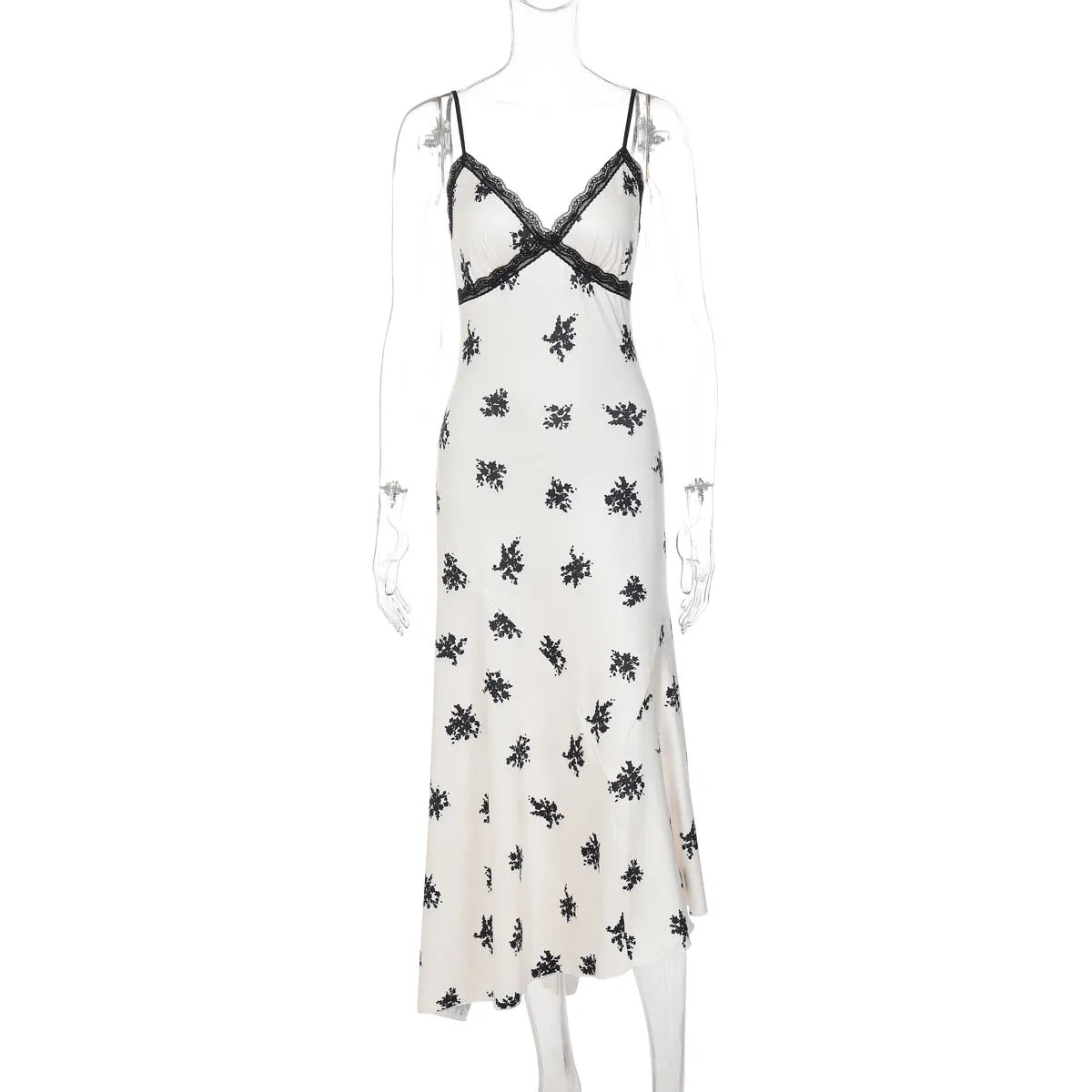 Patchwork Lace Midi Dress With Halter Neck And Backless Silhouette