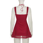 Polka Dot A Line Mini Dress With Ruched Strapless Backless Silhouette