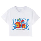 Cherry Graphic Cropped Tee With I Do Not Smoke Message One Hundred Percent Cotton Women's Top