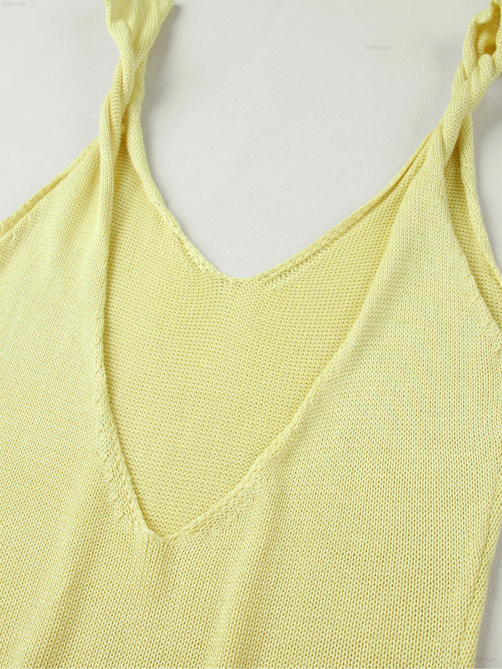 Butter Yellow Beach Cover Up Dress With V Neck Straps Sleeveless
