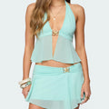 Retro Fairy Set With Sheer Mesh Halter Top And Mini Skirt