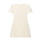 Pleated Mini Dress For Women Elegant Short Sleeve