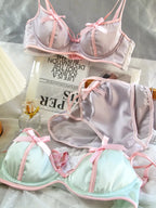Dreamy Vintage Satin Lingerie Set With Lace Trim And Steel Ring Accents For Elegant Nightwear