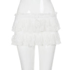 Lace Trim Knot High Waist Pleated Mini Skirt With Color Blocking Details For Seductive Style
