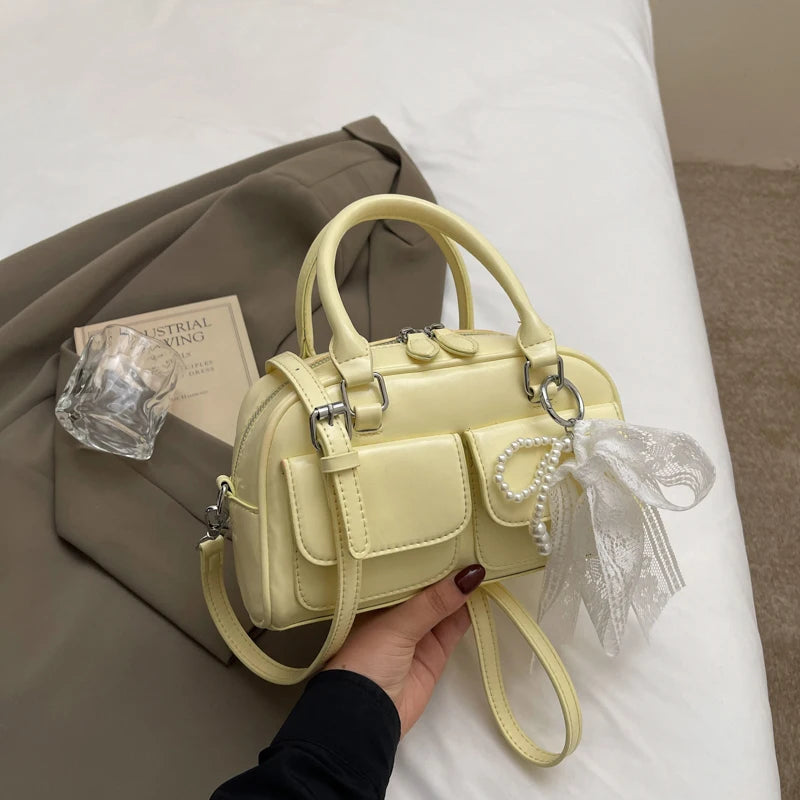 Minimalist PU Leather Crossbody With Pocket Design For Women Mini Square Shoulder Style