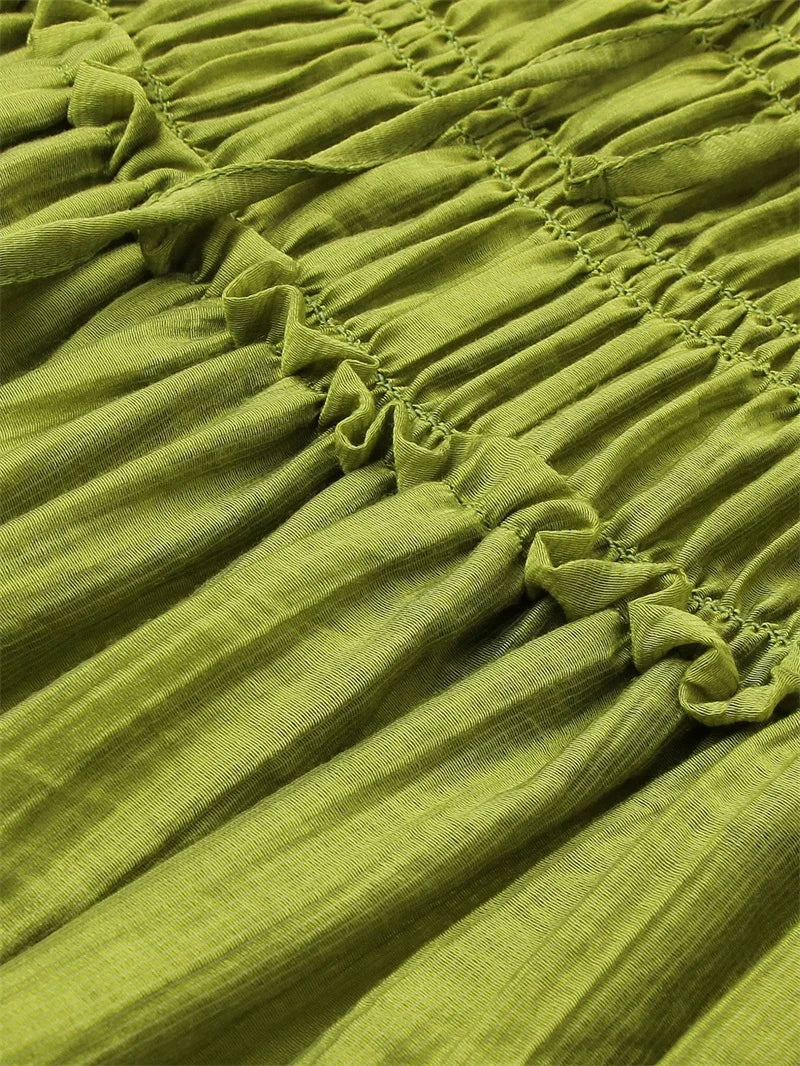 Vibrant Lace Up Back A Line Dress With Short Sleeves