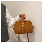 Luxe Faux Suede Frame Shoulder Bag With PU Accent Elegant Crossbody