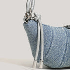 Denim Blue Crossbody Bag For Women With Harajuku Street Flair And Modern High Street Style