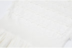 Knit Maxi Dress With Short Sleeve Hollow Detailing And Pleated Skirt