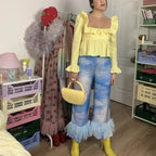 Soft Ruffle Blouse With Long Sleeves