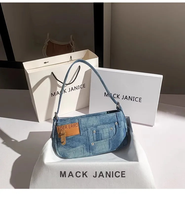Denim Square Bag For Women Casual Chic Shoulder Messenger Purse With Modern Flair
