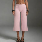 Wide Leg Capris With Sequined Detail And Elastic Waistband