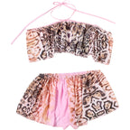 Vivid Beach Two Piece Set With Backless Halter Camisole And Shorts