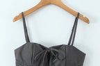 Vintage Square Collar Hollow Out Sleeeveless Cropped Top