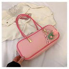 PU Pillow Shoulder Bag For Women With Textured Finish Baguette Style
