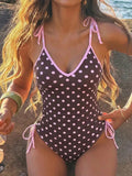 Dot Print two piece Bikini Set With Halter Neck Spaghetti Straps