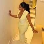 Sleeveless Ruched V Neck Bodycon Maxi Dress