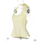 Halter Backless Corset Tank Top With Lace Up Details Retro Street Vibe