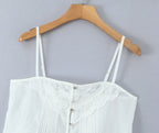Lace Strap Boho Camisole Top Sheer Cotton Rayon Sleeveless