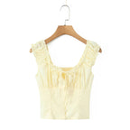 Radiant Bow Accent Ruched Bust Tank Top With Open Button Front And Rope Laced Waist Mini Skirt Set