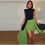 Soft Ruffle High Waist Midi Skirt With Asymmetrical Hem