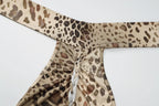 Leopard Print Turtleneck Sleeveless Backless Maxi Dress With Cutout Slit