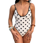 Dot Print Tankini Set For Women With Adjustable Spaghetti Straps And High Waist Bottom