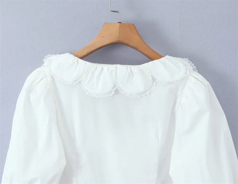White Blouse With Peter Pan Collar Tie