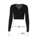 Female Cardigan Fashion Solid Long Sleeve Sexy Ribbed Casual Top