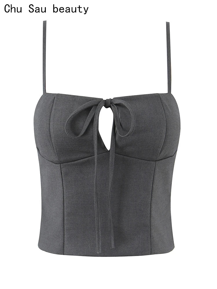 Vintage Square Collar Hollow Out Sleeeveless Cropped Top