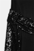 Backless Sequin Patchwork Maxi Dress With Wide Sleeves