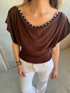 Off Shoulder Button Top Multi Way Wear Slim Fit Cropped