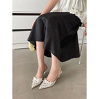 Satin Butterfly Polka Dot Pointed Toe Mules For Women Low Heel Pumps