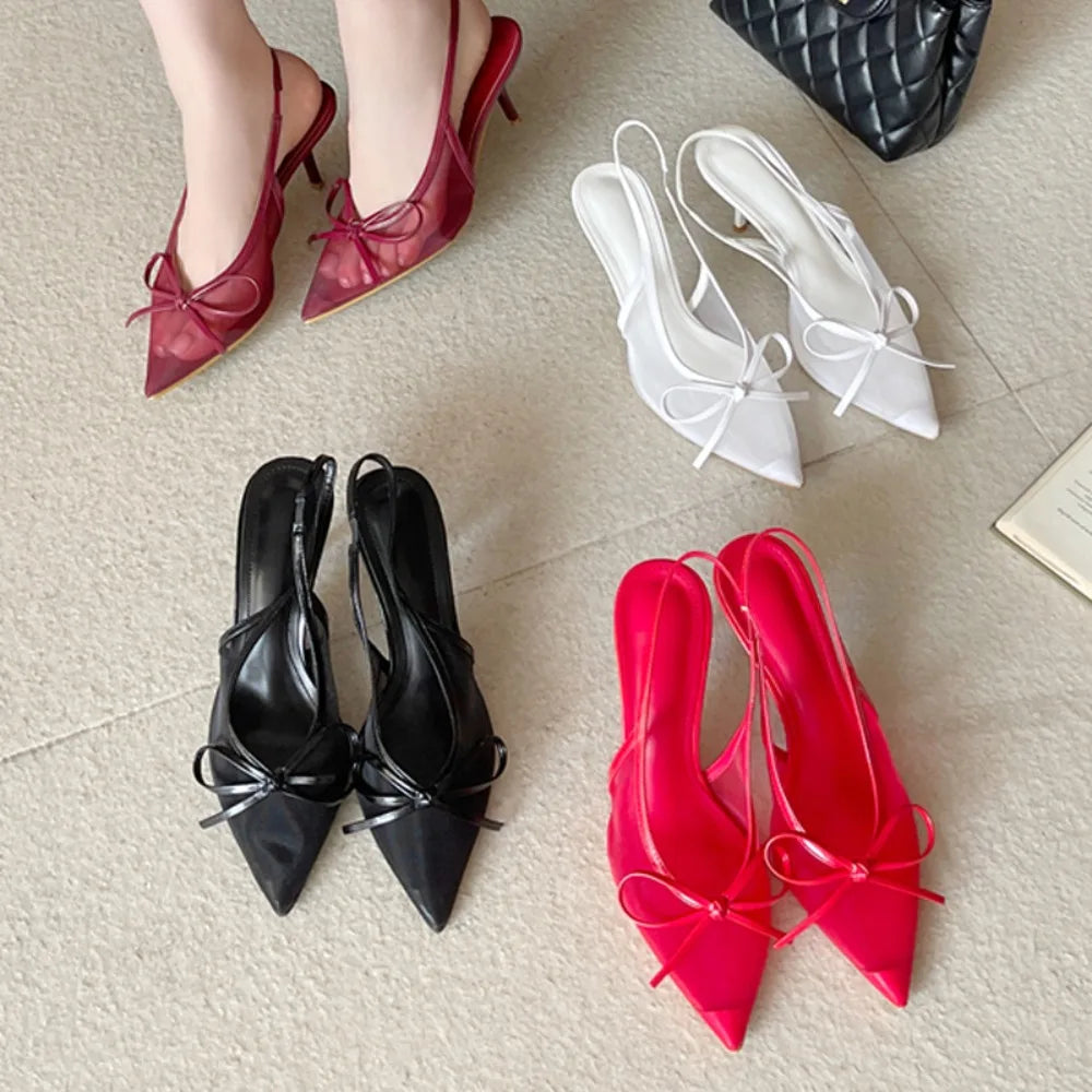 Butterfly Knot Pointed Toe Thin Stiletto High Heels